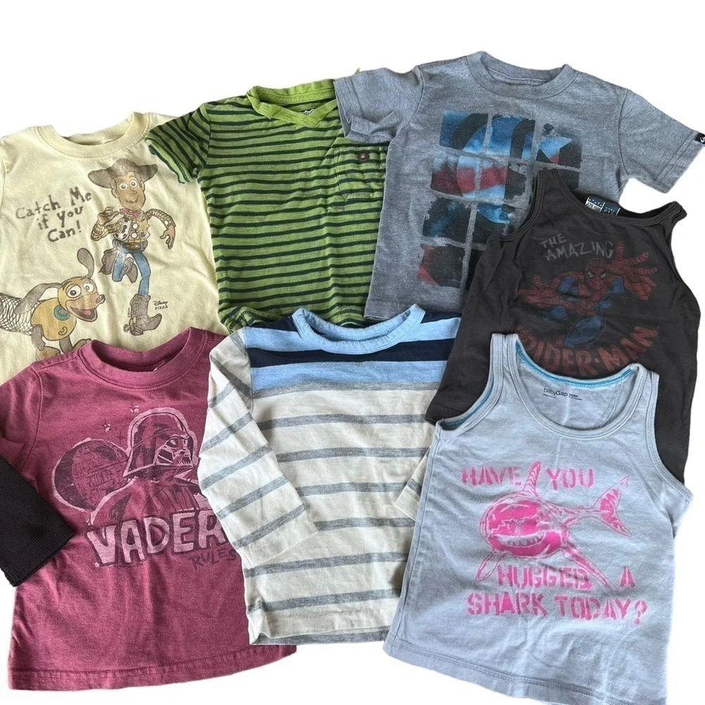 Baby Gap Boy’s 7 Piece Shirt Bundle 12-24 Mo Spiderman Darth Vader Toy Story GUC